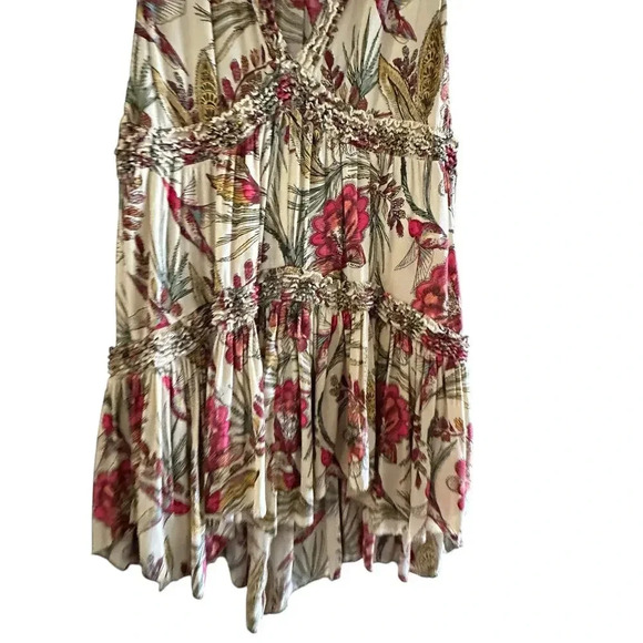 Free People Haze Bird Floral Printed Ruffle Trim Boho Tunic Top Size XS - Picture 5 of 14